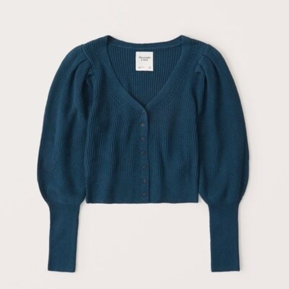 abercrombie puff sleeve cropped cardigan